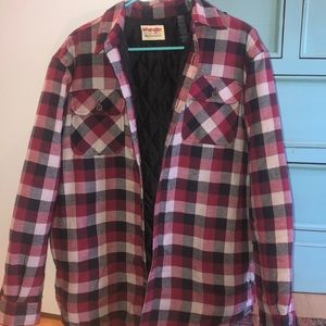 wrangler men’s quilted lined flannel shirt